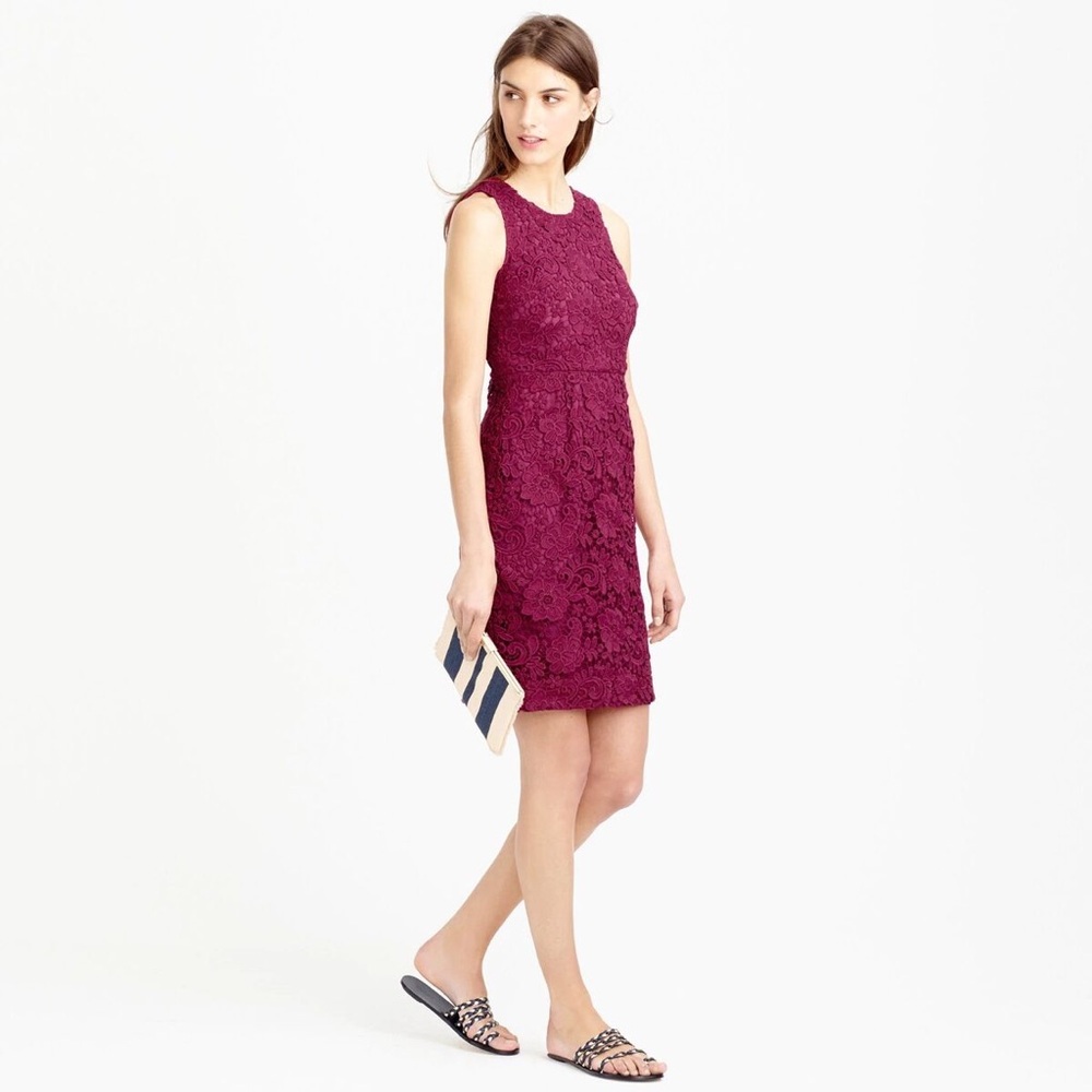 JCrew Elegant Lace Dress in Rich Burgundy